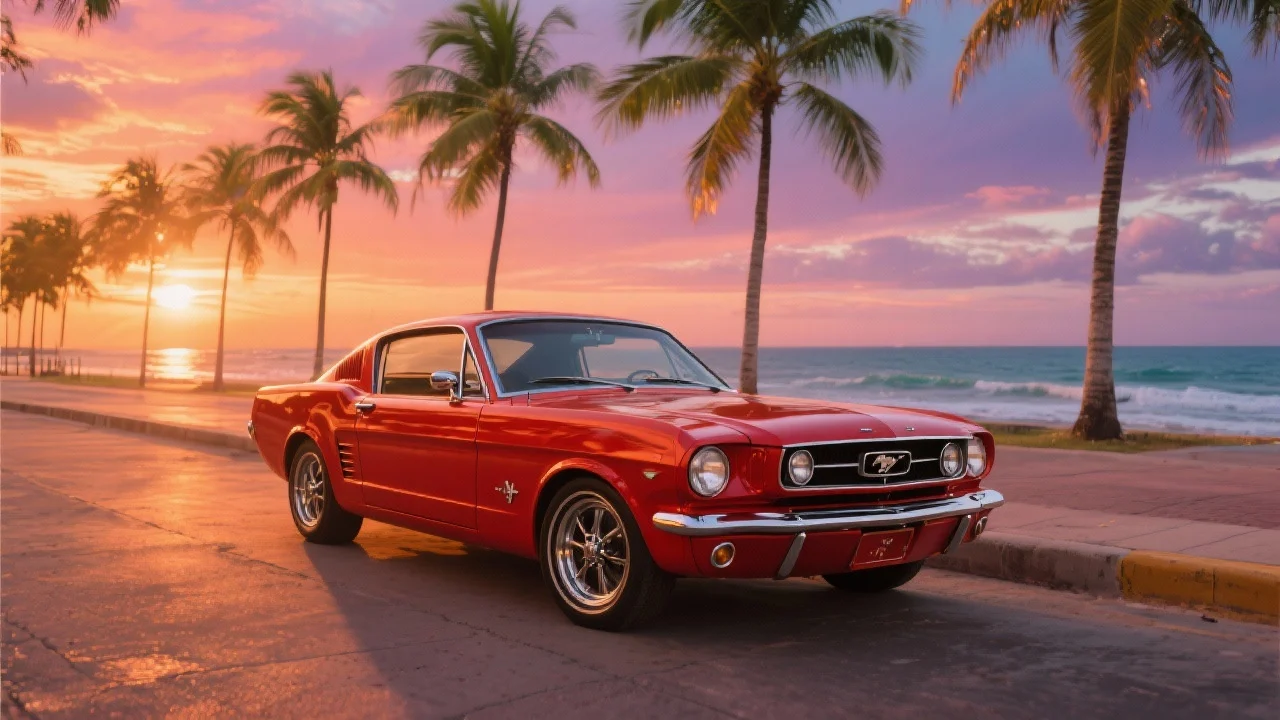 Mustang clásico rojo
